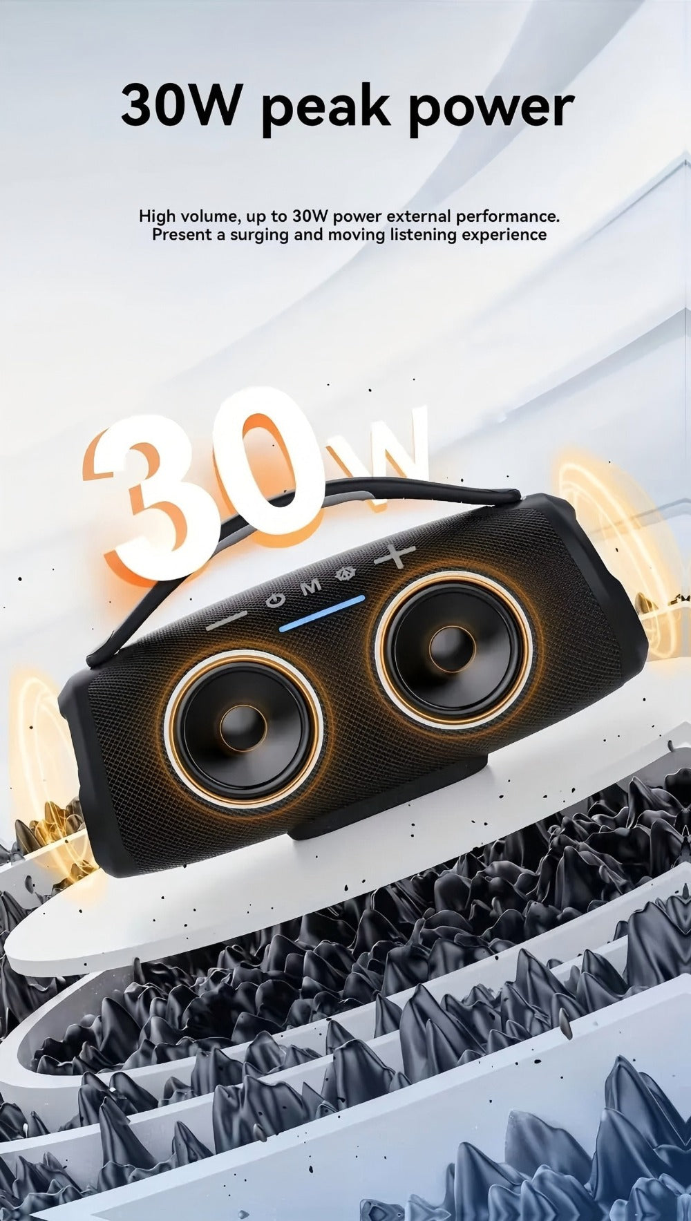 Portable Bluetooth Speaker TG418 with 3000mAh Battery, EQ, LED Lights, Type-C, TF, USB and AUX