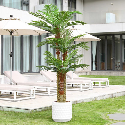 Artificial Palm Tree Outdoor 8FT & 10FT – Large UV Resistant Faux Tropical Palm Plant with Cement Base, Realistic Fake Golden Cane Palm for Patio, Poolside, Balcony & Indoor Home Office Decor