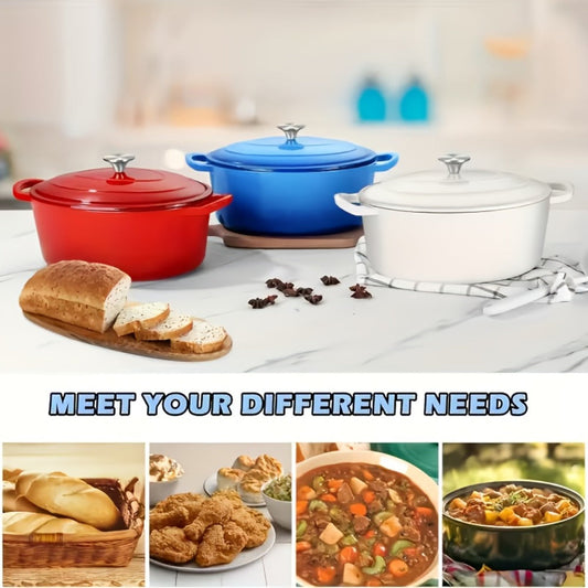 Dutch Oven Cookware by Uyi, 4.5QT Enameled Cast Iron Pot with Lid, Dual Handles and Four Color Options