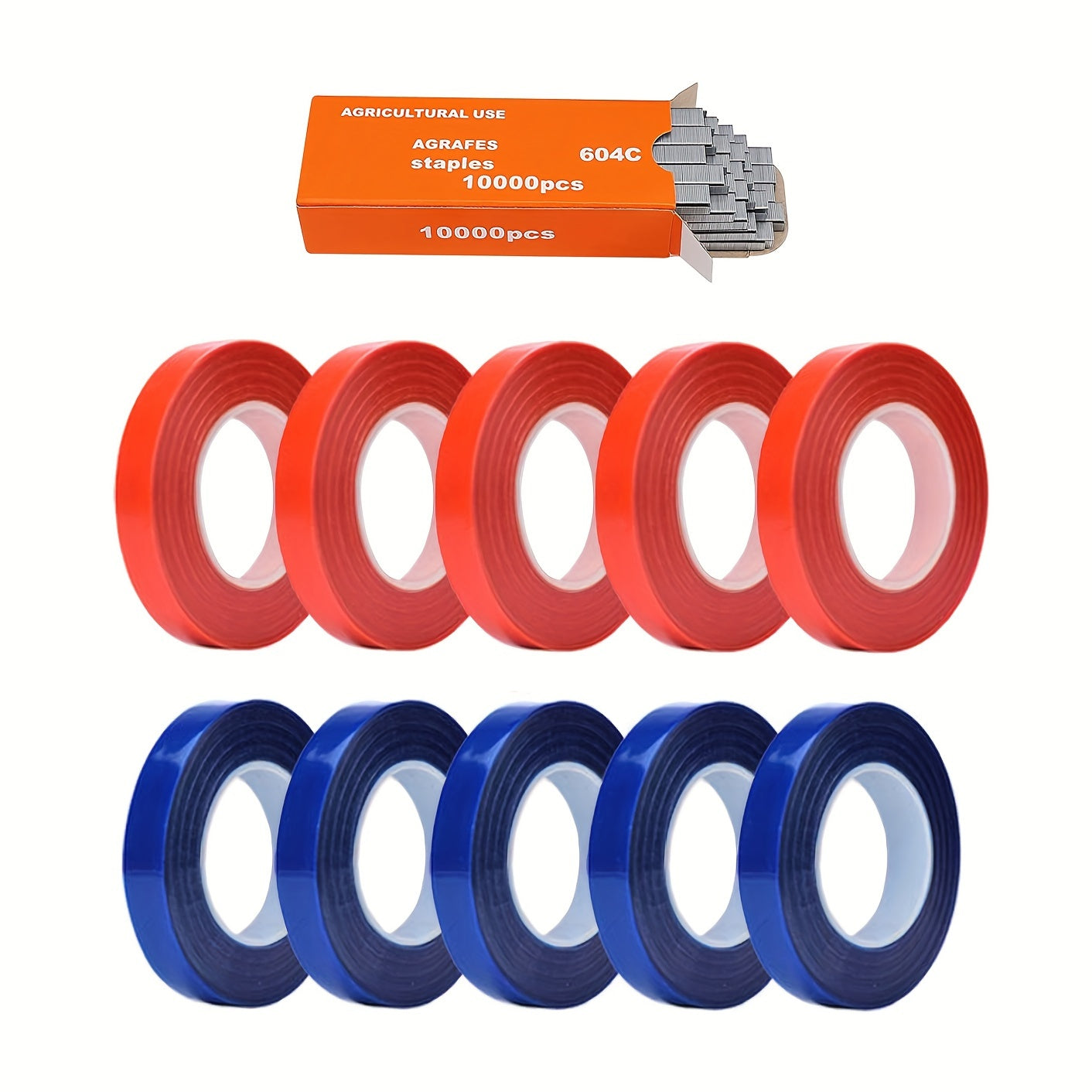 Garden Plant Tapener with Green Tool Set or Ten Red and Blue Replacement Tape Rolls for Vine Support