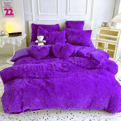 Velvet Duvet Cover Set Fluffy Plush Bedding Minimalist Solid Color, Carved Velvet Quilt Cover with Pillow Shams, Soft Cozy Bedroom Essentials Twin Full Queen King, Black Beige Grey Pink Purple Blue Red Yellow
