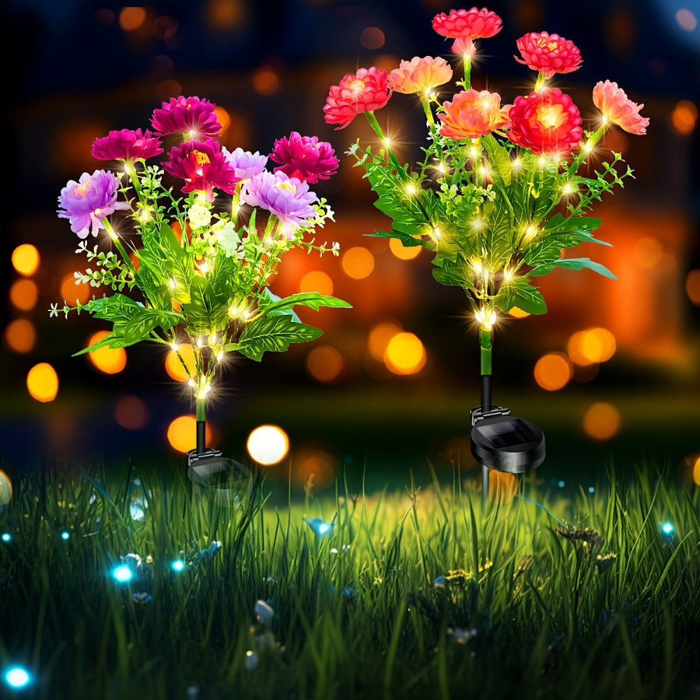 Solar Garden Lights 5-Piece Snow Lotus Flower Stakes with Multicolor LEDs and 72cm Height for Patio
