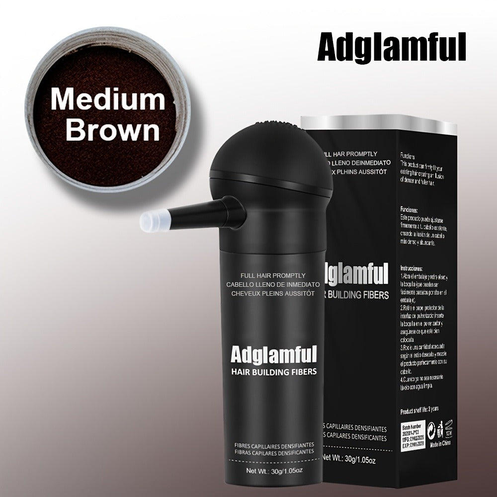 Hair Fiber Powder Kit with Tall Container and Directional Spray Applicator in Medium Brown or Black
