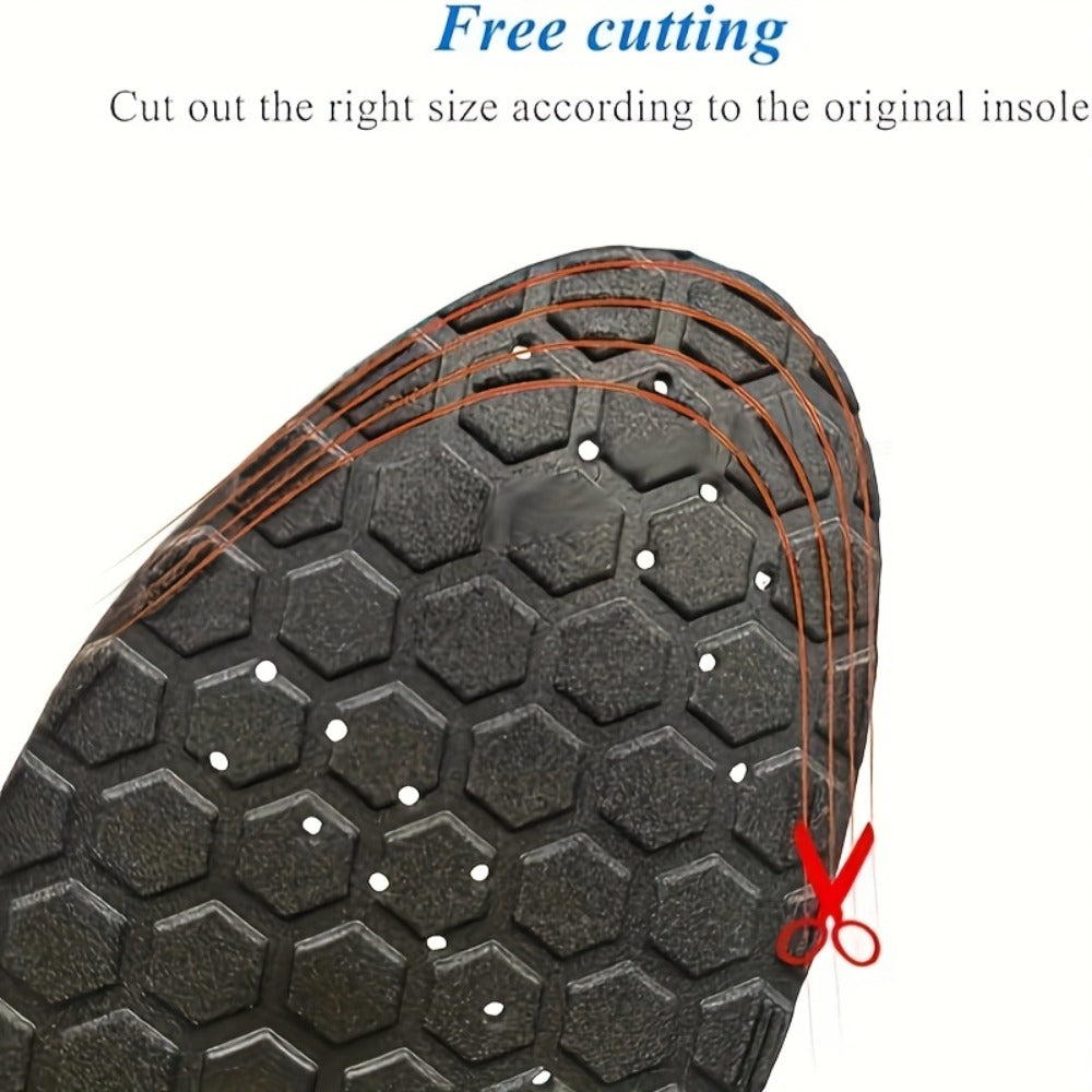 Black Textured Full-Length Shoe Insoles with Raised Circular Footbed Pattern in US 4-7, 8-11 and 12-15 Sizes