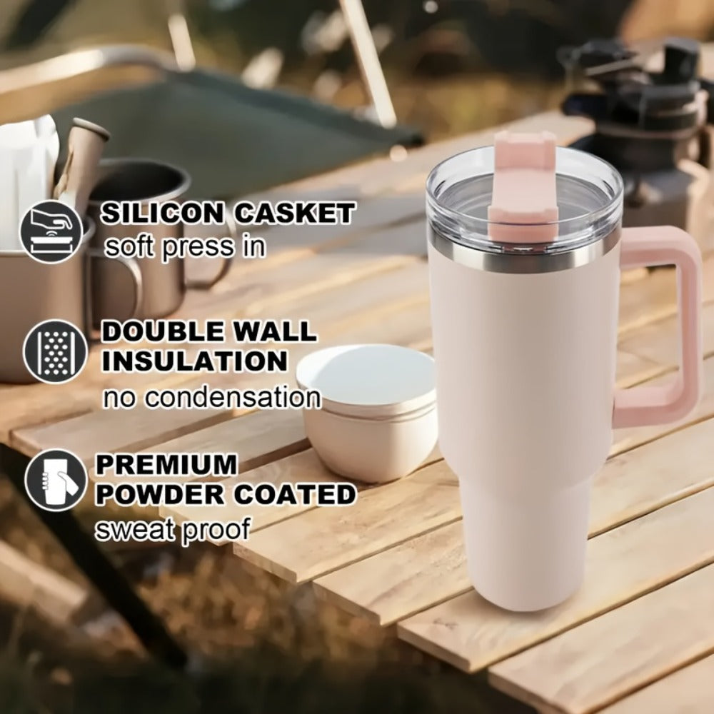 Insulated Water Bottle, 40oz Stainless Steel Drink Container with Lid, Straw and Six Color Choices
