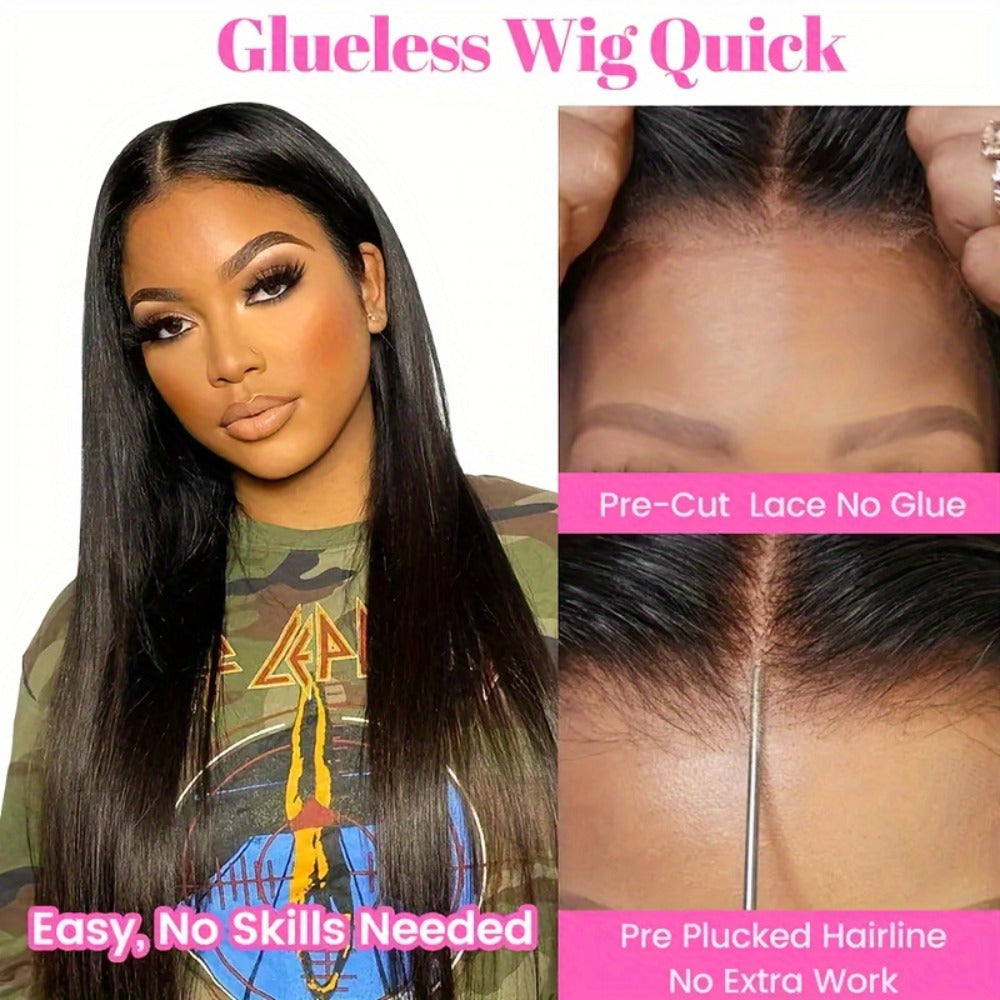 6x4.5 HD Lace Straight Human Hair Wig in Natural Black with Seven Lengths from 22 to 36 Inches