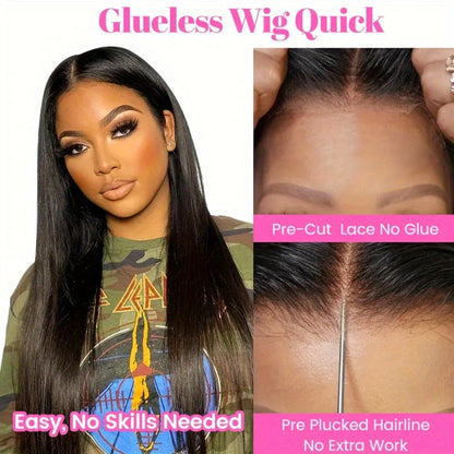 6x4.5 HD Lace Straight Human Hair Wig in Natural Black with Seven Lengths from 22 to 36 Inches