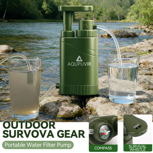 Portable Water Filter Purifier 5-Stage – High-Volume Hand Pump Filtration System for Camping, Hiking, Hunting & Emergency Survival Preparedness