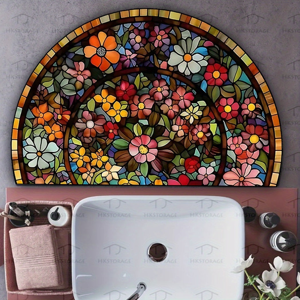 Semicircle Mandala Door Mat in Four Protected Sizes from 15.75 x 23.62 to 31.50 x 47.24 Inches