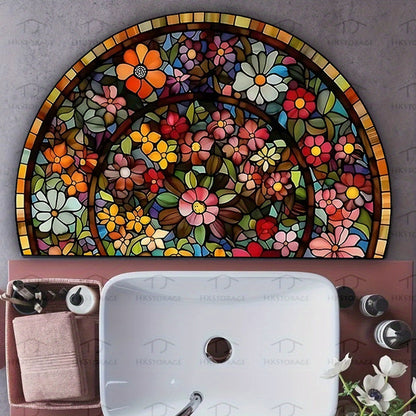 Semicircle Mandala Door Mat in Four Protected Sizes from 15.75 x 23.62 to 31.50 x 47.24 Inches