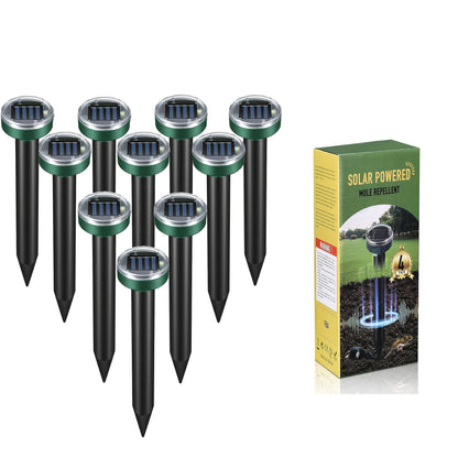Solar Ultrasonic Pest Repeller Outdoor Waterproof Rodent Repellent Stake for Yard Garden Farm Mole Snake Skunk Dog Deterrent Device IP44 2/4/6/10 Pack