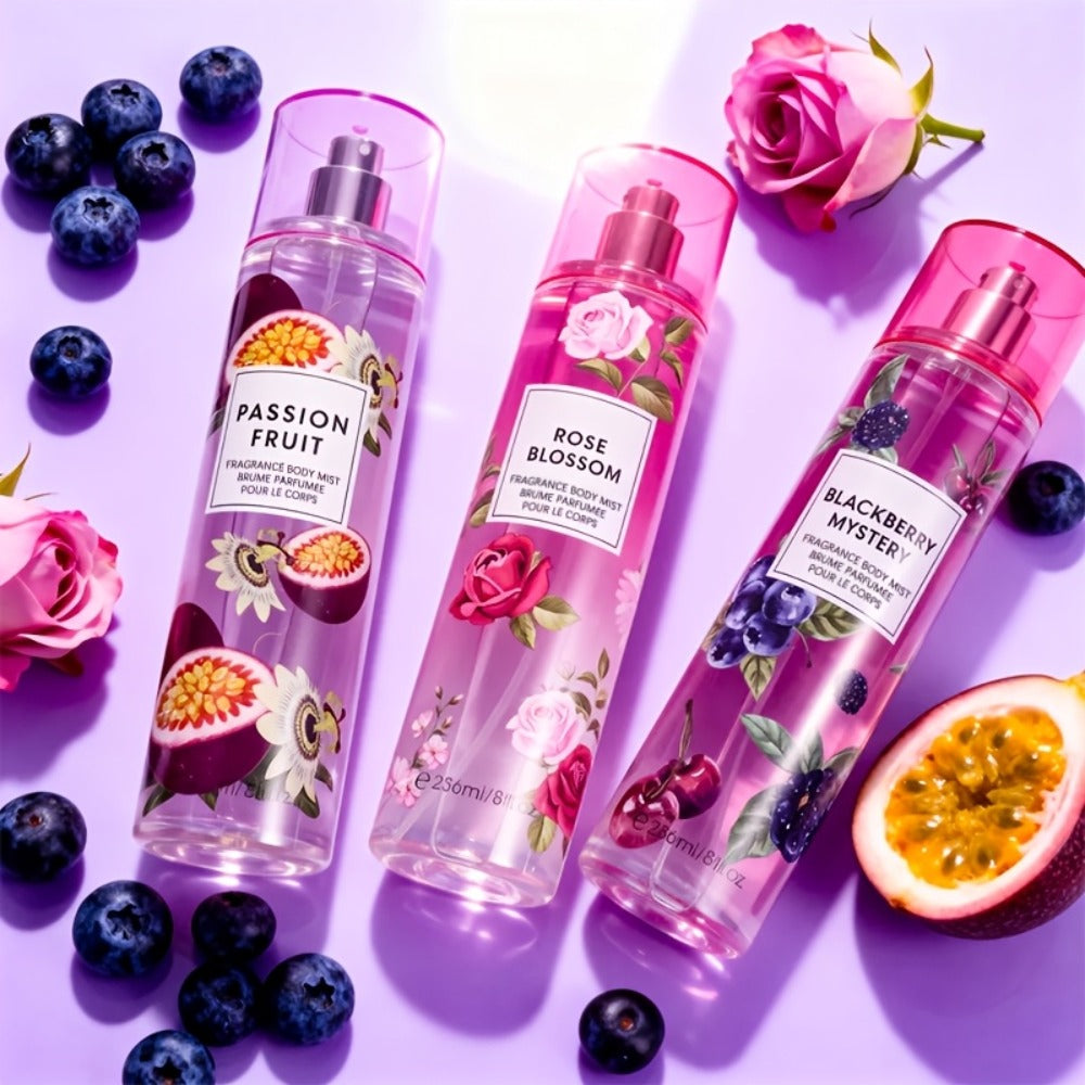 Body & Hair Fragrance Mist for Women 2pcs Set L1ong Lasting Fruity Perfume Spray 8 fl oz Pineapple Coconut Peach Strawberry Watermelon Scents Daily Dating Party Gift