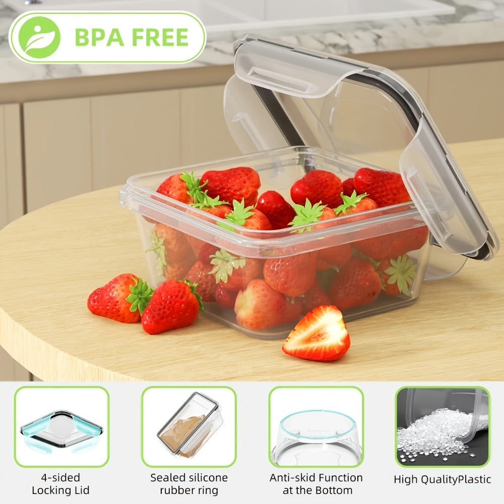 24 or 48-Piece Plastic Food Storage Container Set with Snap Lids, Labels and Marker for Pantry Organization