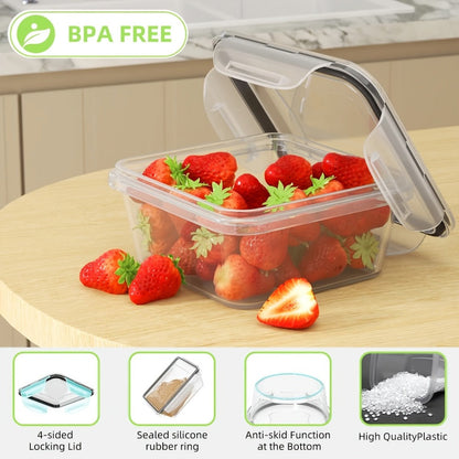 24 or 48-Piece Plastic Food Storage Container Set with Snap Lids, Labels and Marker for Pantry Organization