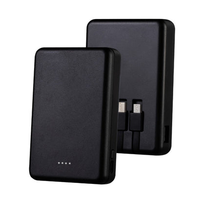 Slim Power Bank 5000mAh / 10000mAh with Built-in USB-C Cable, Charges 4 Devices Simultaneously, LED Indicator – Ultra-Compact Portable Charger for iPhone, Android, Travel, Everyday Carry