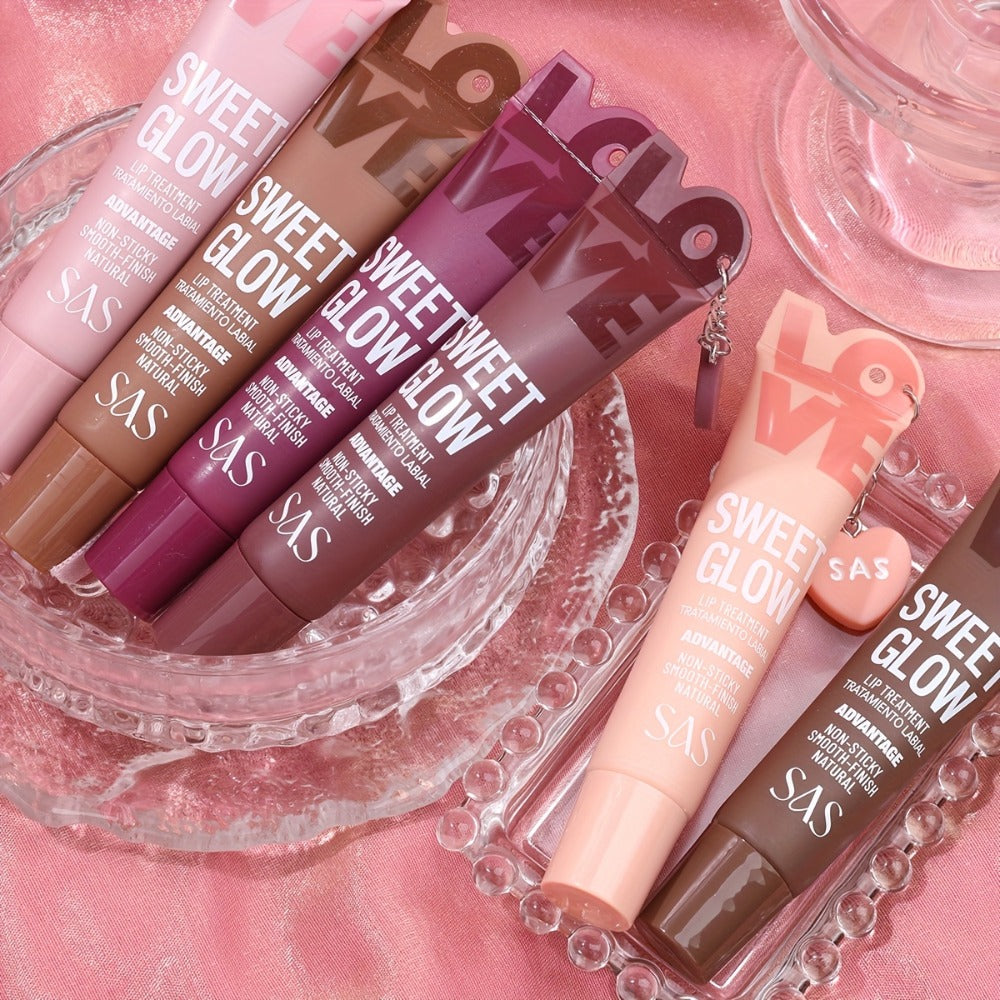 SAS Heart-Pendant Lip Gloss with 15ml Net Content, Squeeze-Tube Format and Six Numbered Shades