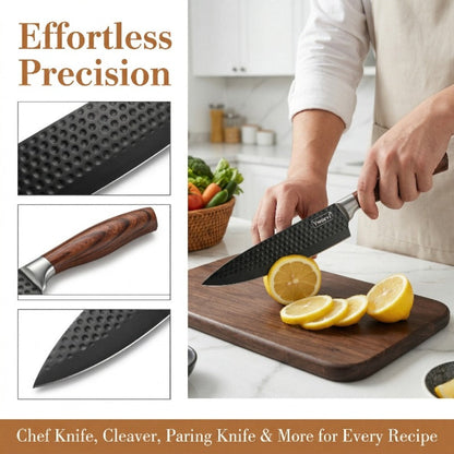 Seven-Piece Kitchen Knife Set with Four Blades, Scissors, Peeler and Sharpener, Offered in Two Styles
