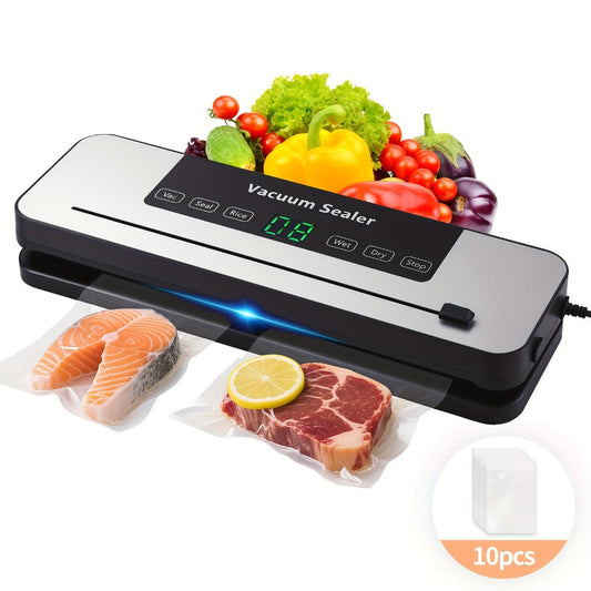 Vacuum Sealer Machine 6-in-1 Automatic Food Sealer 65Kpa Powerful Suction with Bags Cutter & Hose – Sous Vide Compatible Food Storage Vacuum Sealer for Dry & Moist Foods