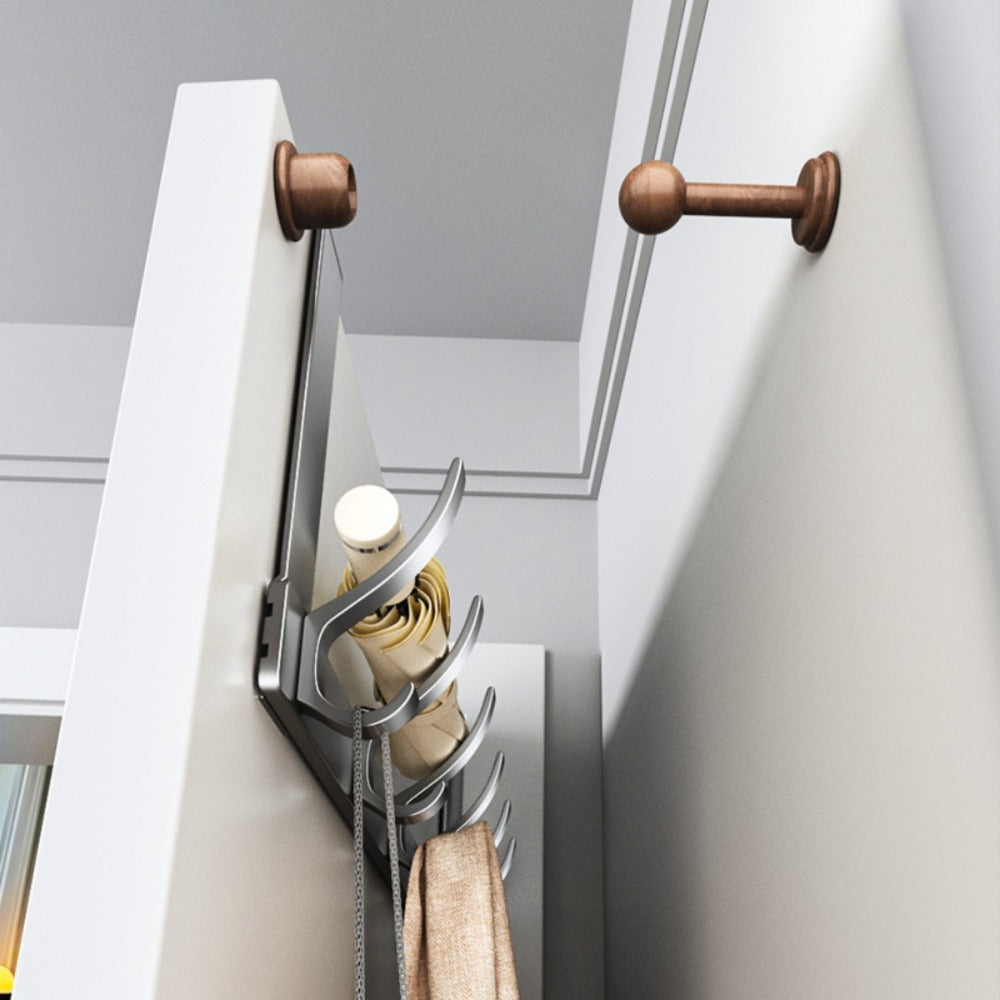 Over-the-Door Hook Hanger Sets in Black with Two 5- or 6-Hook Racks for Keys, Hats and Bags