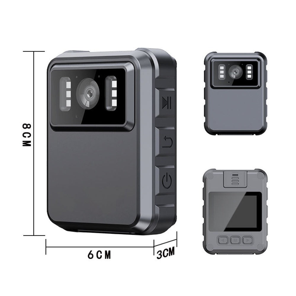 HD Clip-On Body Camera in Black with 150-Degree Lens Marking, 2-Inch Screen, 1800mAh Battery and Type-C Charging