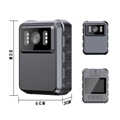 HD Clip-On Body Camera in Black with 150-Degree Lens Marking, 2-Inch Screen, 1800mAh Battery and Type-C Charging