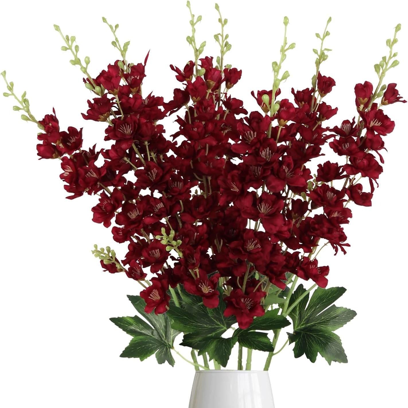 Artificial Flowers Eight-Piece Delphinium Larkspur Set with 33.5-Inch Silk Stems in 11 Colors