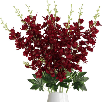 Artificial Flowers Eight-Piece Delphinium Larkspur Set with 33.5-Inch Silk Stems in 11 Colors