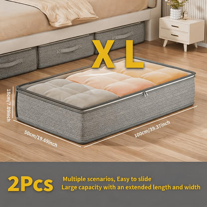 Under-Bed Storage Box Set in 1, 2, 3 or 5 Pieces with Handles, Clear Top and 100 x 50 x 18 cm Size
