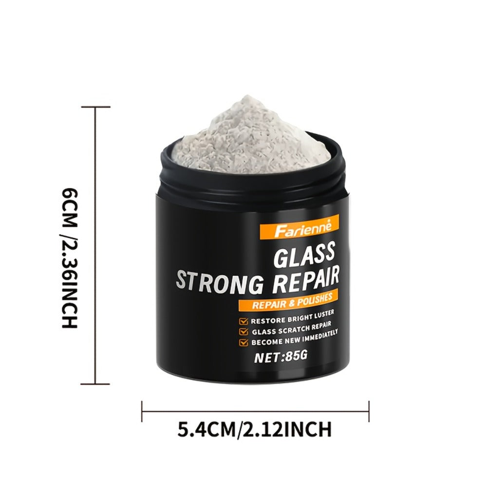 Glass Polishing Powder - Nano Windshield Scratch Repair & Clarity Restoration, Safe for All Glass Types, Car Windshield Detailing, Includes Sponge (85g)