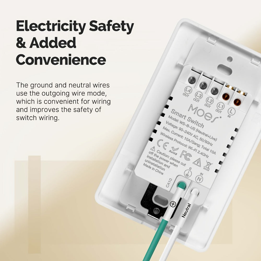 White No-Neutral WiFi Wall Switch Two-Pack with One-, Two-, Three- or Four-Gang Mechanical Button Options