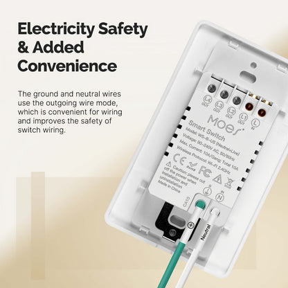 White No-Neutral WiFi Wall Switch Two-Pack with One-, Two-, Three- or Four-Gang Mechanical Button Options