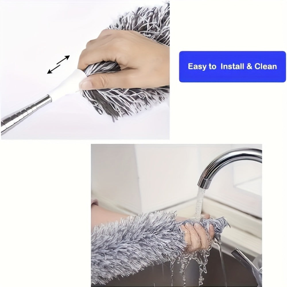 Ceiling Mop Adjustable Bendable Microfiber Duster Washable Reusable High Reach Cleaning Tool for High Ceilings Walls Furniture Cars Fan Blades Indoor Outdoor