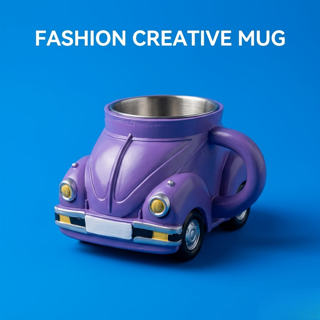 Sports-Car-Shaped Coffee Mug with Silver-Tone Interior, Door-Style Handle and Six Body Colors