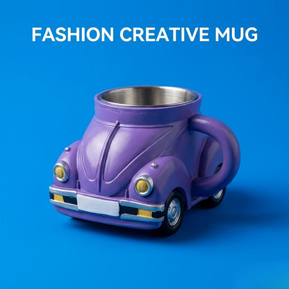 Sports-Car-Shaped Coffee Mug with Silver-Tone Interior, Door-Style Handle and Six Body Colors