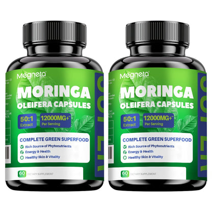 Herbal Supplements with Megneta Label, Moringa Oleifera 12000mg per Serving, 60 Capsules per Bottle