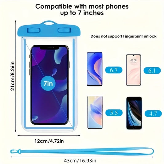 Waterproof Phone Pouch 6 Pack Universal Dry Bag with Neck Strap & PVC Clear Window for Swimming Boating Beach Kayaking Camping – Touchscreen Compatible Water Sports Phone Bag