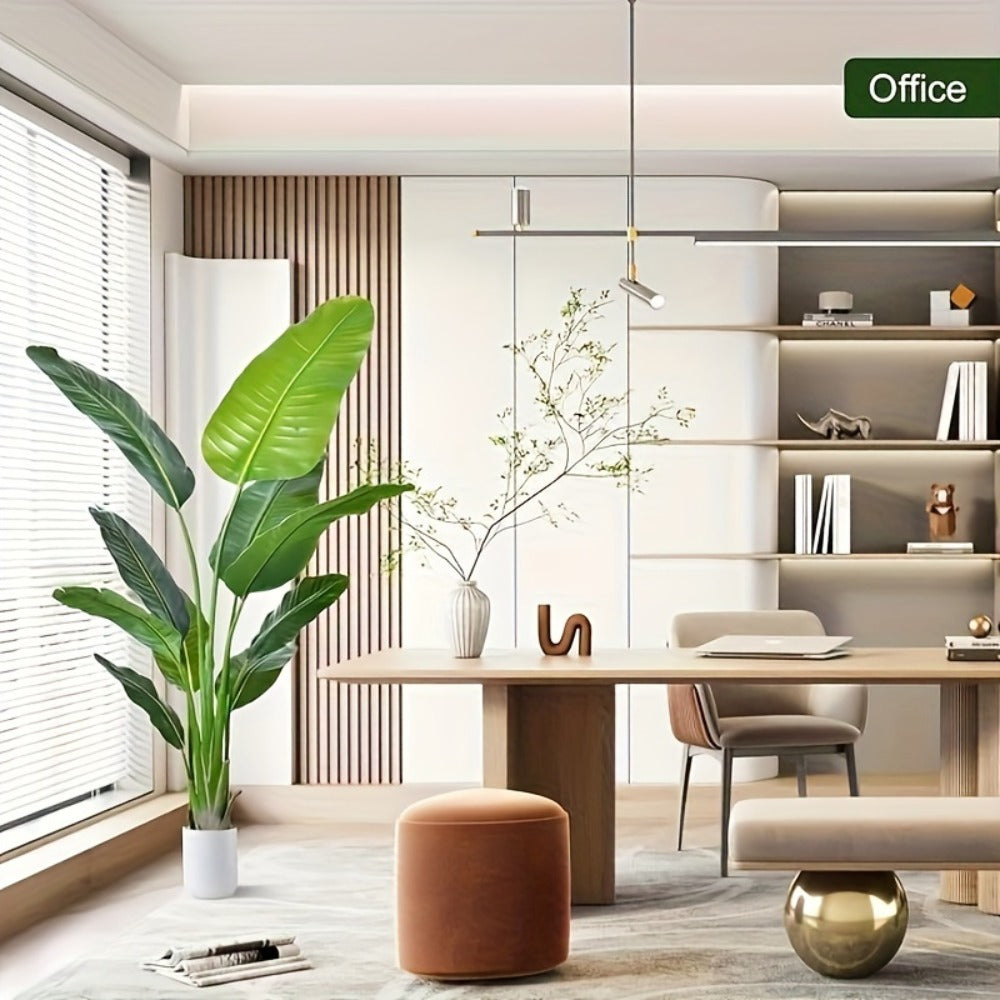 Artificial Bird of Paradise Tree with Broad Green Leaves and Base Pot in 62.99 or 70.87-Inch Heights