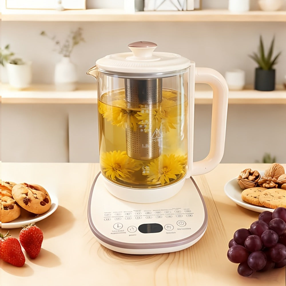 Electric Kettle 1.8L Glass Multi-Function Pot with 18 Presets, Removable Filter and 110V US Plug