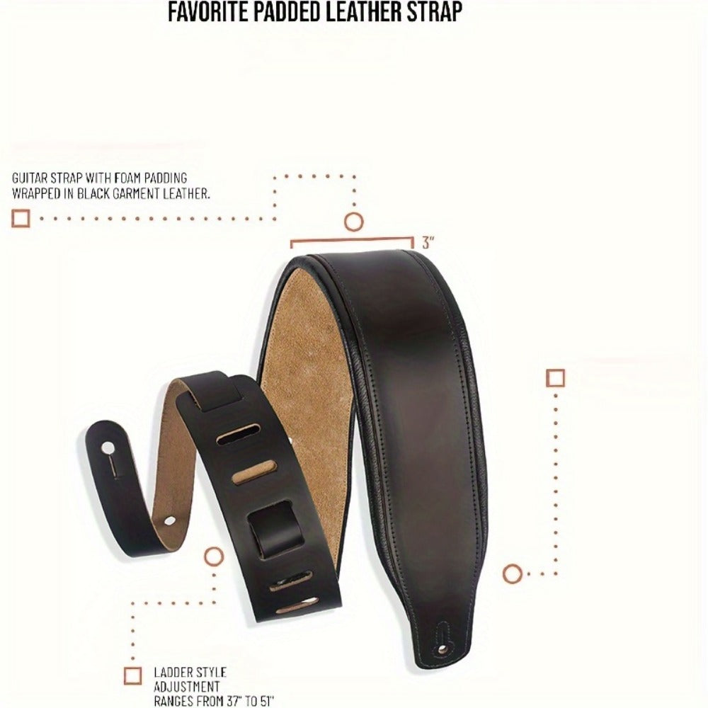 Adjustable Guitar Strap, 37 inches, Adjustable, Leathers, Wide for Supporting A Guitar detail image