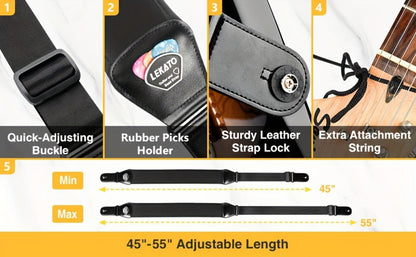 Adjustable Guitar Strap, Adjustable, 3 Inch, LGS-5, Inch, Wide for Supporting A Guitar detail image - detail view 8
