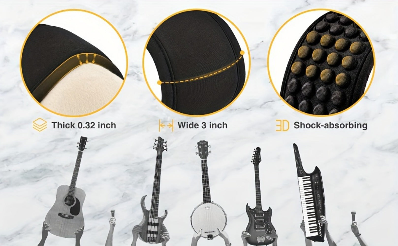 Adjustable Guitar Strap, Adjustable, 3 Inch, LGS-5, Inch, Wide for Supporting A Guitar detail image - detail view 9