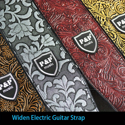 Adjustable Guitar Strap, Silvery, Adjustable, Genuine, Leather, Compatible for Supporting detail image - detail view 12
