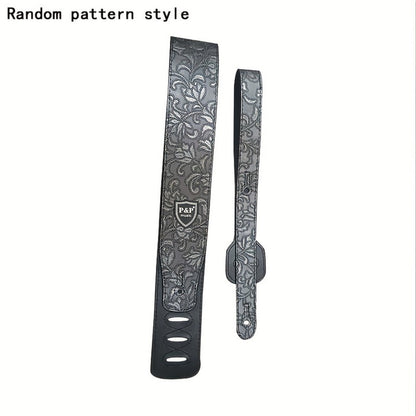 Adjustable Guitar Strap, Silvery, Adjustable, Genuine, Leather, Compatible for Supporting detail image - detail view 3