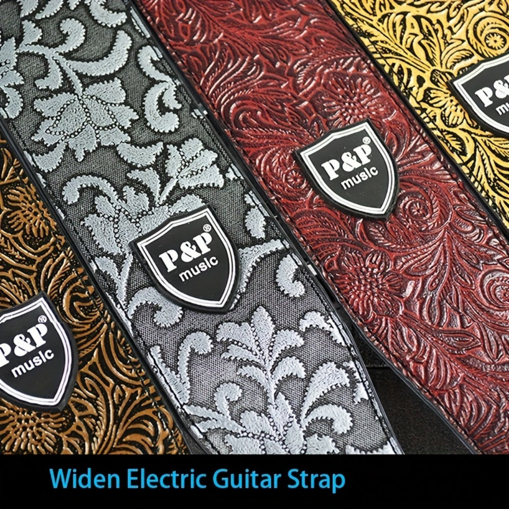 Adjustable Guitar Strap, Silvery, Adjustable, Genuine, Leather, Compatible for Supporting detail image - detail view 4
