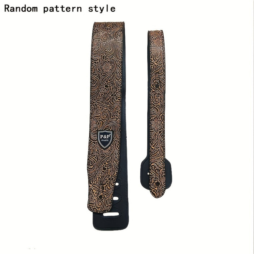 Adjustable Guitar Strap, Silvery, Adjustable, Genuine, Leather, Compatible for Supporting detail image - detail view 5