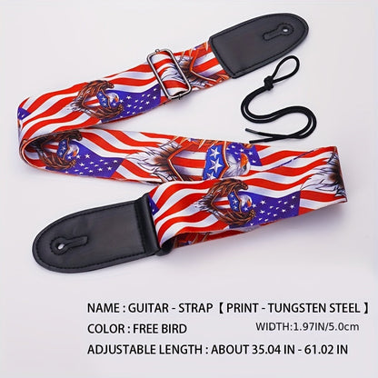 Adjustable Guitar Strap shown in the American Flag option