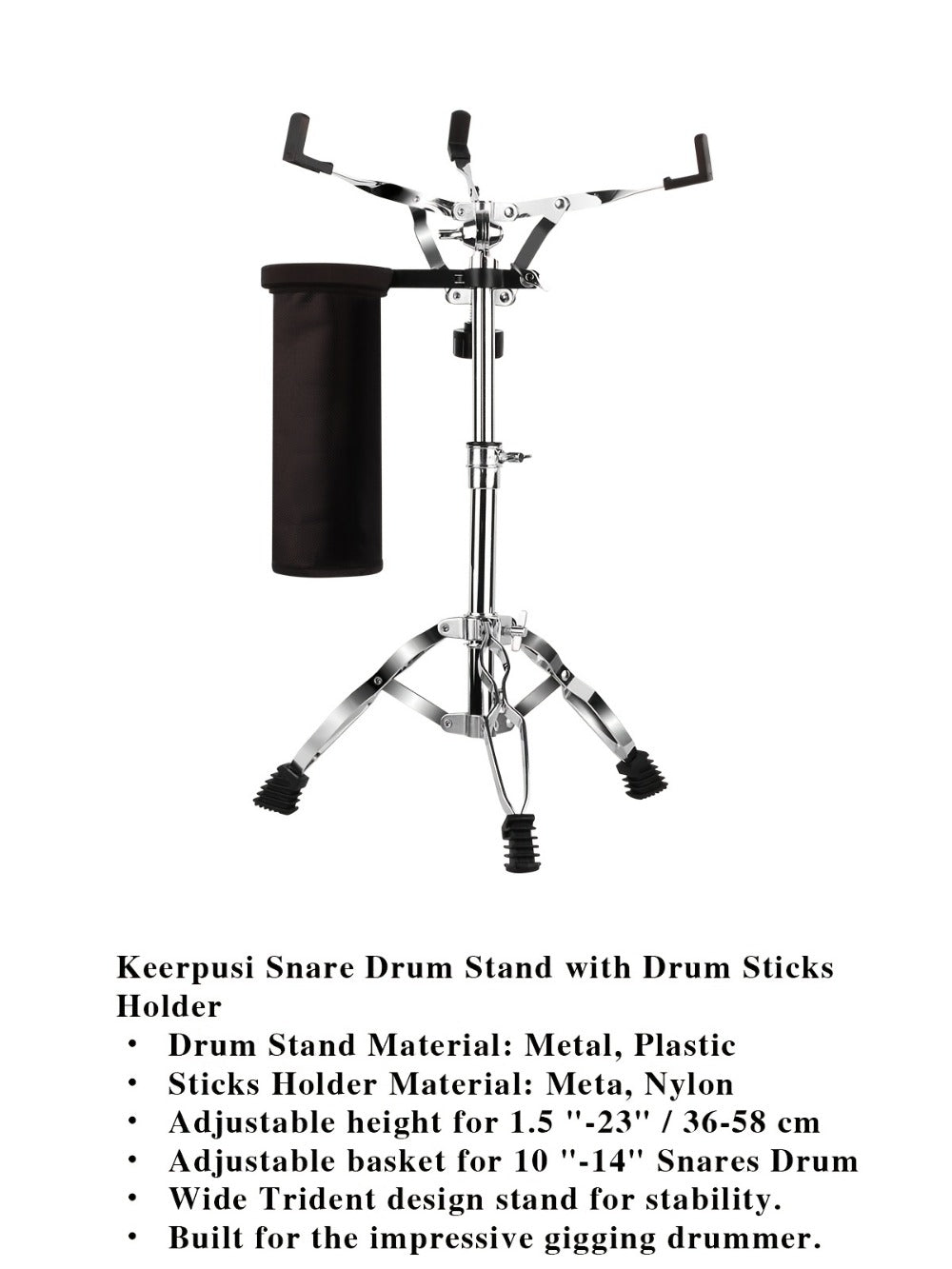 Adjustable Snare Drum Stand Set for 10 to 14-Inch Drums and Practice Pads detail image - detail view 10