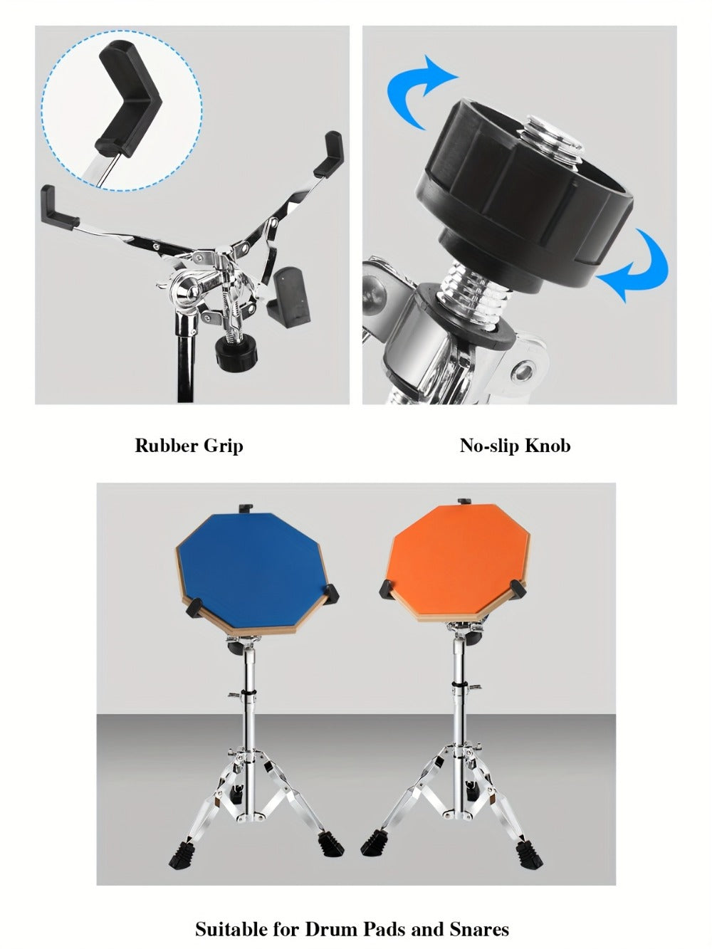 Adjustable Snare Drum Stand Set for 10 to 14-Inch Drums and Practice Pads detail image - detail view 12