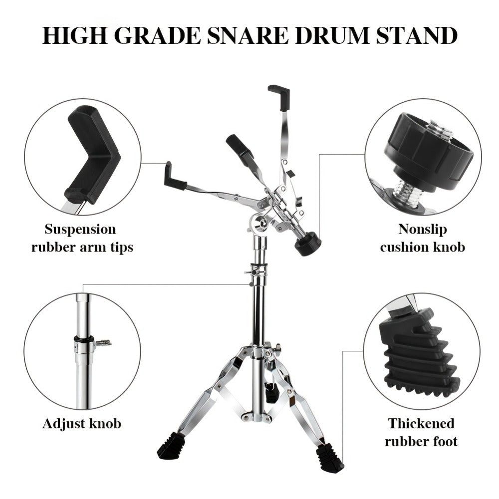 Adjustable Snare Drum Stand Set for 10 to 14-Inch Drums and Practice Pads detail image - detail view 5