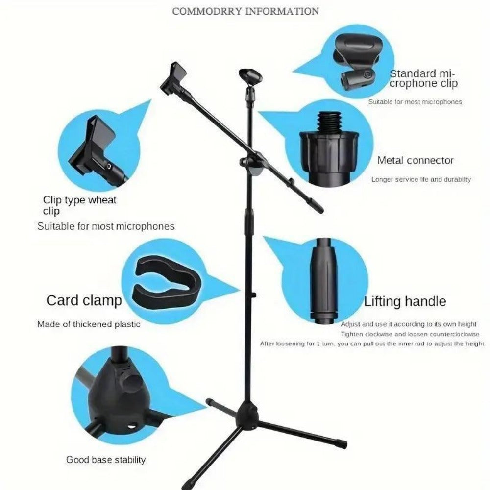 Adjustable Tripod Microphone Boom Stand for Studio, Podcast and Stage detail image - detail view 11